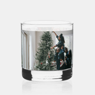 Persoonlijke kerstfoto met tweeledige serie whisky glas