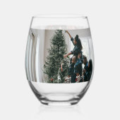 Persoonlijke kerstfoto met tweeledige serie wijnglas zonder voet (Voorkant)