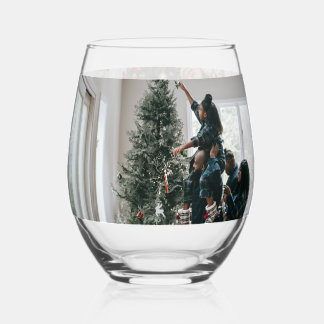 Persoonlijke kerstfoto met tweeledige serie wijnglas zonder voet