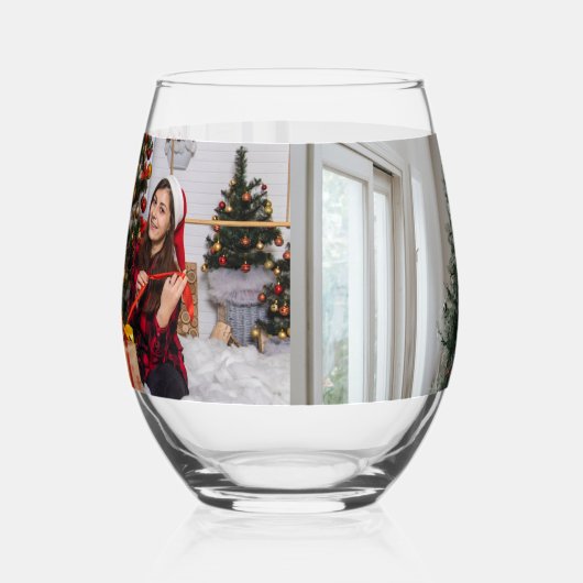 Persoonlijke kerstfoto met tweeledige serie wijnglas zonder voet (Rechts)