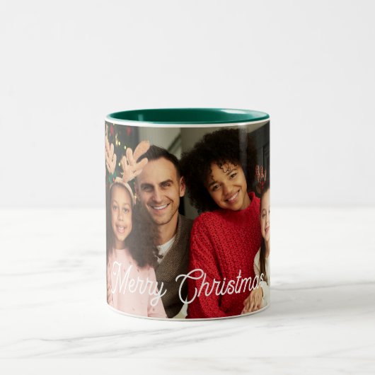 Persoonlijke kerstfoto-Mok Tweekleurige Koffiemok (Center)