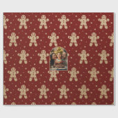 Persoonlijke Kerstfoto op Gemberkoekje Cadeaupapier (Vlak)