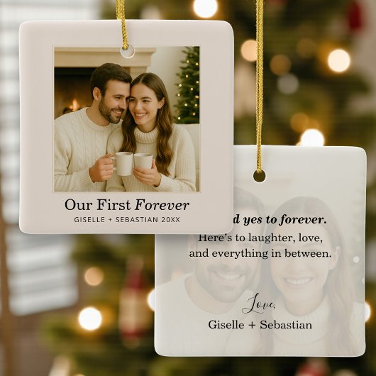 Persoonlijke Kerstfoto Opbergstuk Voor Koppels Keramisch Ornament