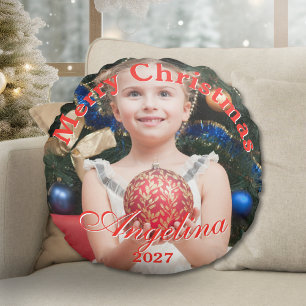 Persoonlijke kerstfoto rond kussen