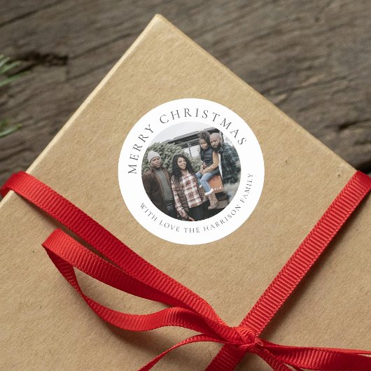 Persoonlijke kerstfoto ronde sticker