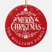Persoonlijke kerstfoto rood keramisch ornament (Voorkant)