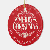 Persoonlijke kerstfoto rood keramisch ornament (Links)