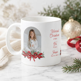 Persoonlijke Kerstfoto Rood Lint Familie Koffiemok