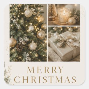 Persoonlijke kerstfoto van het gezin in eigen stij vierkante sticker