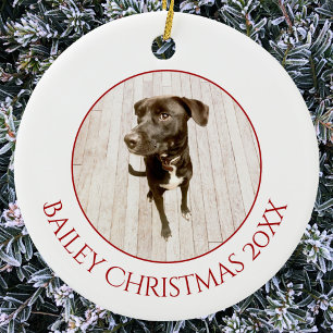 Persoonlijke kerstfoto van huisdier puppy hond keramisch ornament