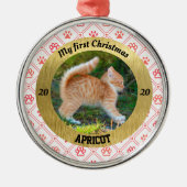 Persoonlijke kerstfoto van Kitten Metalen Ornament (Voorkant)