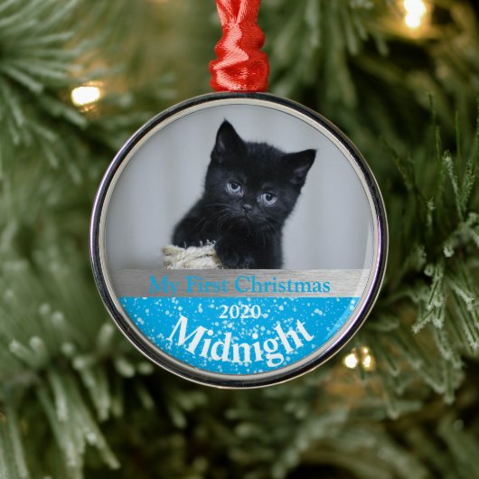 Persoonlijke kerstfoto van Kitten Metalen Ornament (Boom)