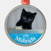 Persoonlijke kerstfoto van Kitten Metalen Ornament (Voorkant)
