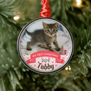 Persoonlijke kerstfoto van Kitten Metalen Ornament