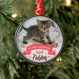 Persoonlijke kerstfoto van Kitten Metalen Ornament