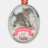 Persoonlijke kerstfoto van Kitten Metalen Ornament (Links)