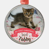 Persoonlijke kerstfoto van Kitten Metalen Ornament (Voorkant)
