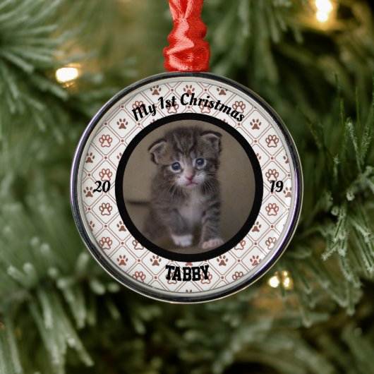 Persoonlijke kerstfoto van Kitten Metalen Ornament (Boom)