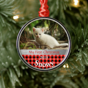 Persoonlijke kerstfoto van Kitten Metalen Ornament