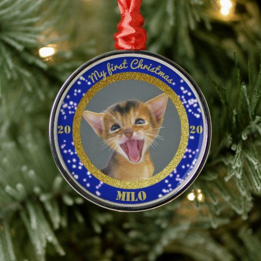 Persoonlijke kerstfoto van Kitten Metalen Ornament (Boom)