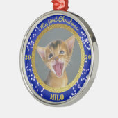Persoonlijke kerstfoto van Kitten Metalen Ornament (Links)