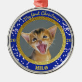Persoonlijke kerstfoto van Kitten Metalen Ornament (Voorkant)