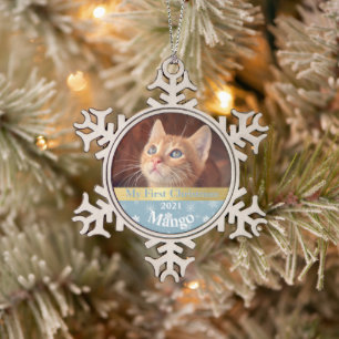 Persoonlijke kerstfoto van Kitten Tin Sneeuwvlok Ornament