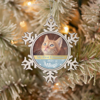 Persoonlijke kerstfoto van Kitten Tin Sneeuwvlok Ornament