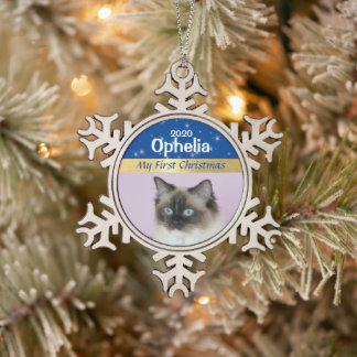 Persoonlijke kerstfoto van Kitten Tin Sneeuwvlok Ornament
