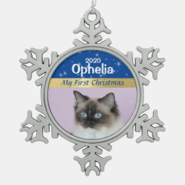 Persoonlijke kerstfoto van Kitten Tin Sneeuwvlok Ornament