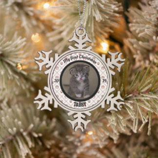 Persoonlijke kerstfoto van Kitten Tin Sneeuwvlok Ornament