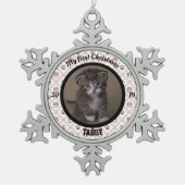 Persoonlijke kerstfoto van Kitten Tin Sneeuwvlok Ornament (Voorkant)
