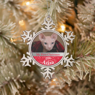 Persoonlijke kerstfoto van Kitten Tin Sneeuwvlok Ornament