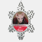 Persoonlijke kerstfoto van Kitten Tin Sneeuwvlok Ornament (Rechts)