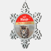 Persoonlijke kerstfoto van Kitten voor het eerst Tin Sneeuwvlok Ornament (Rechts)