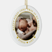 Persoonlijke kerstfoto van papa en baby keramisch ornament (Rechts)