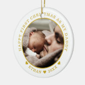 Persoonlijke kerstfoto van papa en baby keramisch ornament (Links)