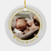 Persoonlijke kerstfoto van papa en baby keramisch ornament (Achterkant)