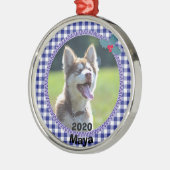 Persoonlijke kerstfoto van Puppy Dog Metalen Ornament (Links)