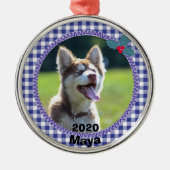 Persoonlijke kerstfoto van Puppy Dog Metalen Ornament (Voorkant)
