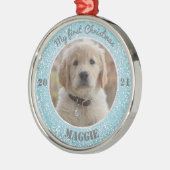 Persoonlijke kerstfoto van Puppy Metalen Ornament (Links)