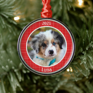 Persoonlijke kerstfoto van Puppy Metalen Ornament