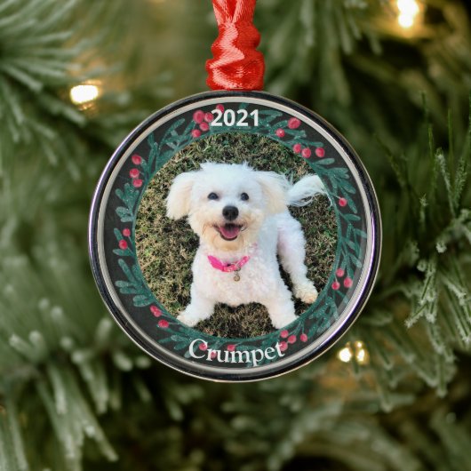 Persoonlijke kerstfoto van Puppy Metalen Ornament (Boom)