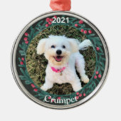 Persoonlijke kerstfoto van Puppy Metalen Ornament (Voorkant)