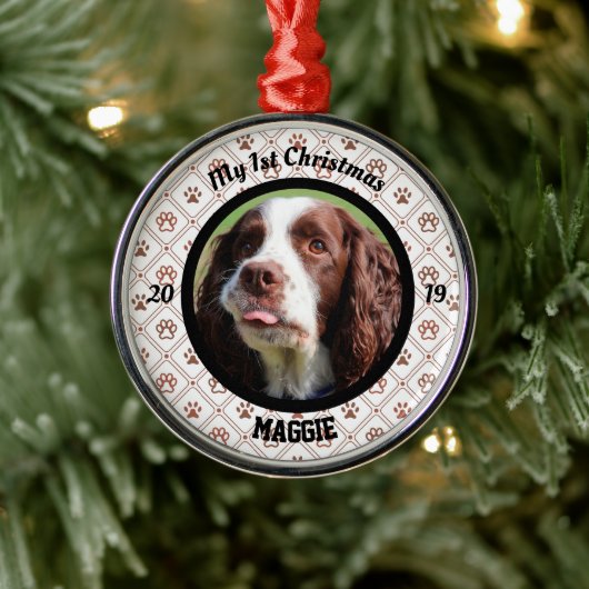 Persoonlijke kerstfoto van Puppy Metalen Ornament (Boom)