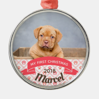 Persoonlijke kerstfoto van Puppy Metalen Ornament