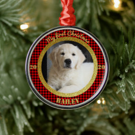 Persoonlijke kerstfoto van Puppy Metalen Ornament