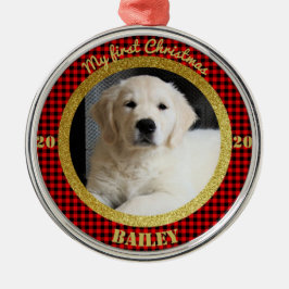 Persoonlijke kerstfoto van Puppy Metalen Ornament