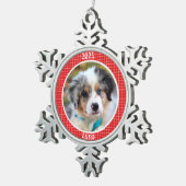 Persoonlijke kerstfoto van Puppy Tin Sneeuwvlok Ornament (Rechts)
