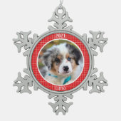 Persoonlijke kerstfoto van Puppy Tin Sneeuwvlok Ornament (Voorkant)